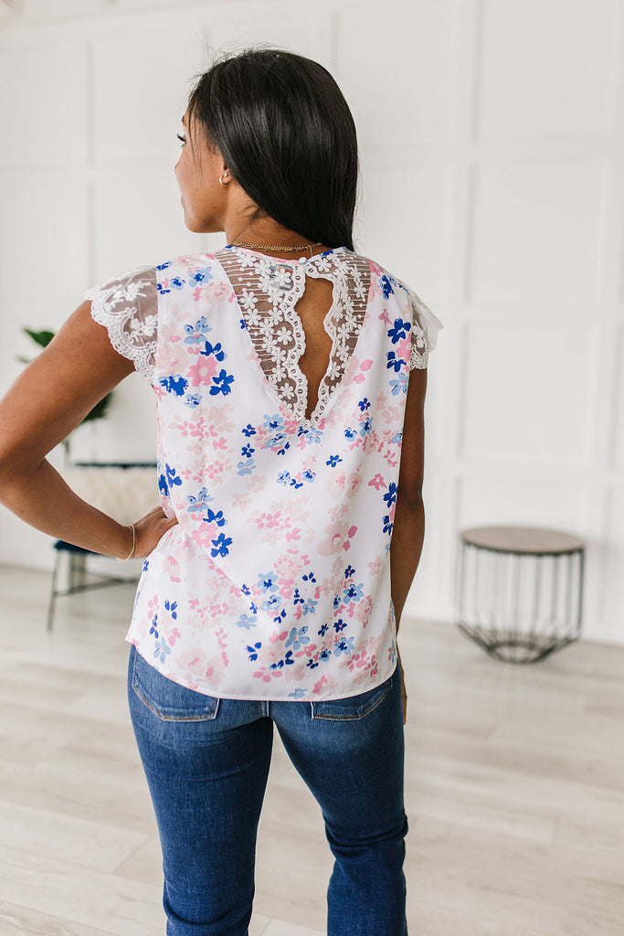 Lace Sleeve Floral Top