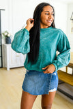 Jenna Mineral Wash Sweater in Teal