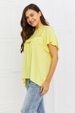 Poppy Lace Embroidered Top in Yellow Mousse