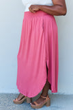 Poppy High Waist Scoop Hem Maxi Skirt in Hot Pink
