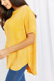 Lula Washed Waffle Knit Top in Yellow Gold