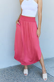 Poppy High Waist Scoop Hem Maxi Skirt in Hot Pink