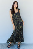 The Garden Ruffle Floral Maxi Dress in  Black Yellow Floral