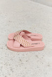 Studded Cross Strap Sandals in Blush