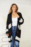 Dylan Striped Rib-Knit Open Front Cardigan