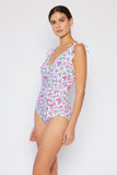 Float On Ruffle Faux Wrap One-Piece in Roses Off-White