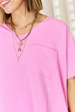 Alexa Texture Short Sleeve Top in Candy Pink