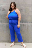 Textured Woven Jumpsuit in Royal Blue