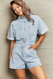 Colleen Denim Romper with Pockets