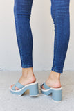 Vicky Contrast Platform Sandals in Misty Blue