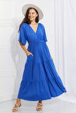 Backless Flare Sleeve Tiered Maxi Dress