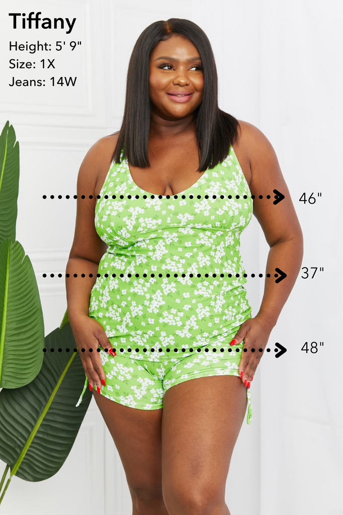 By The Shore Full Size Two-Piece Swimsuit in Blossom Green